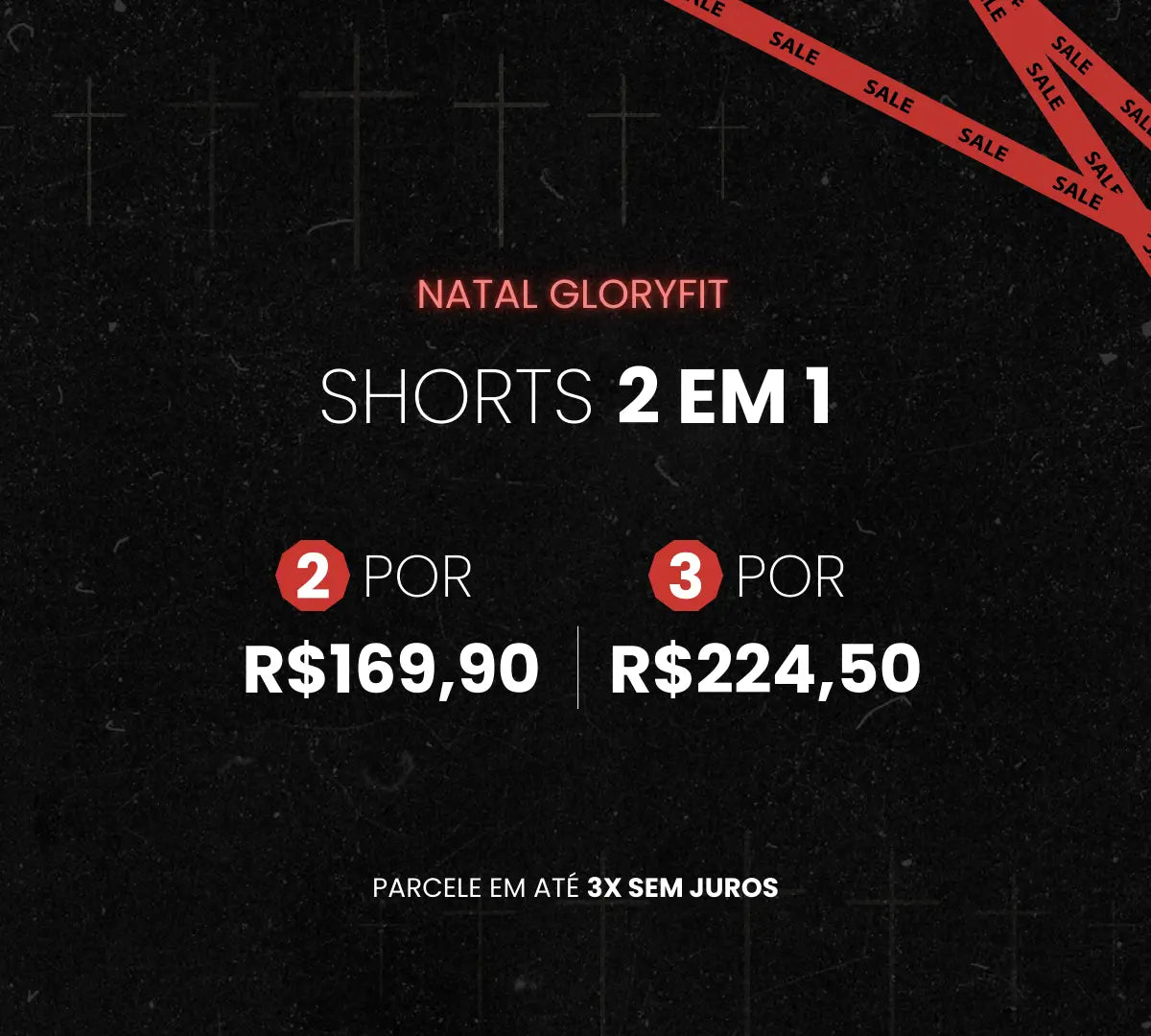 Banner Natal GloryFit versão mobile com promoção dos Shorts 2 em 1