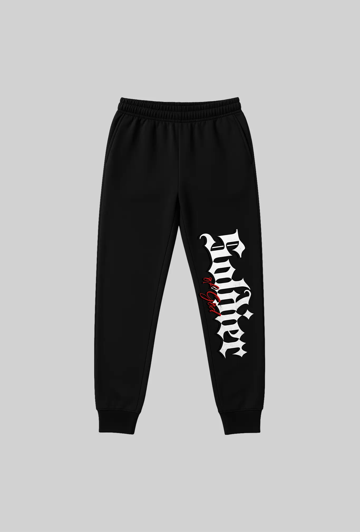 Calça moletom GLORYFIT Soldier of God com estampa lateral vista frontal