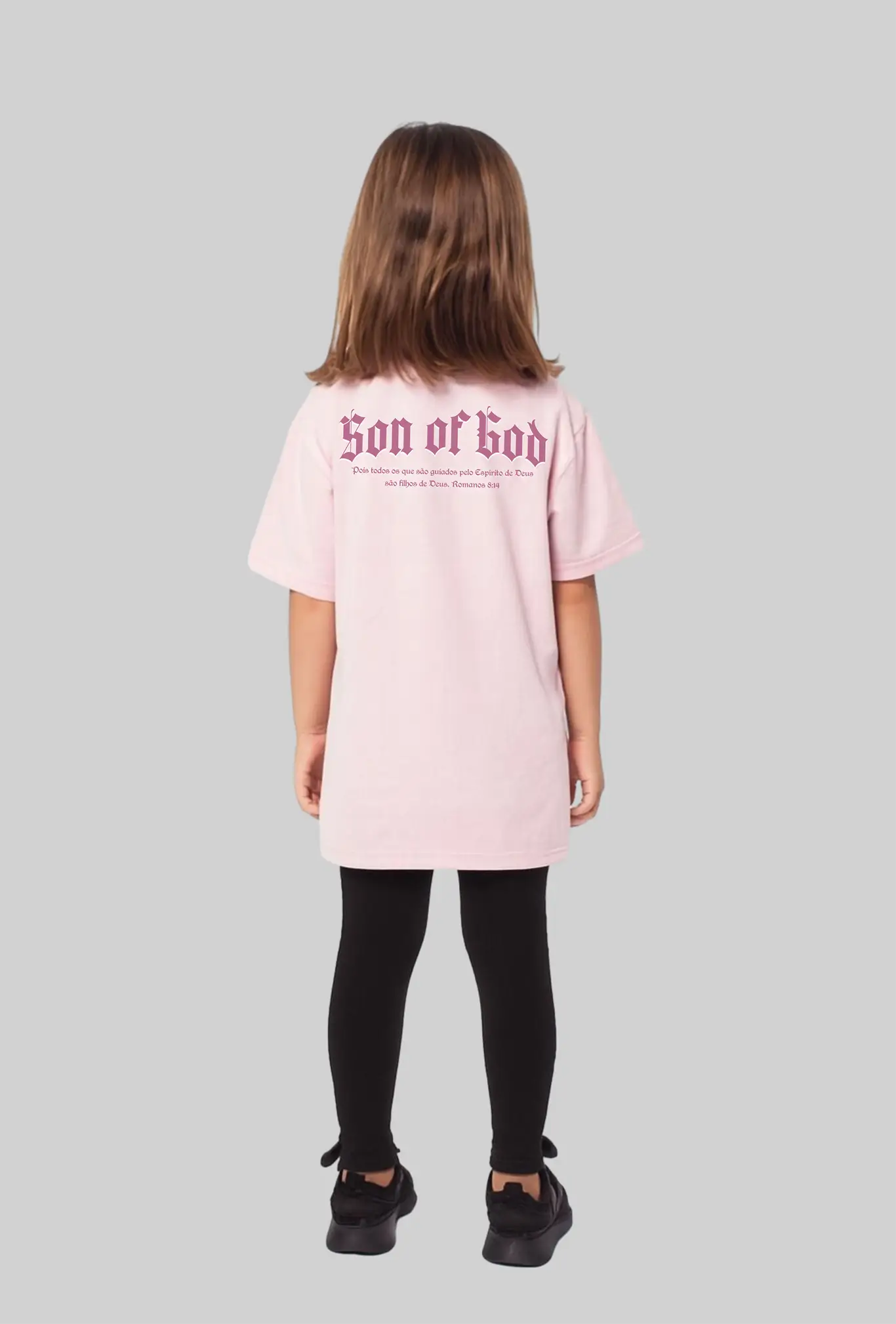 Camiseta infantil Son of God rosa vista pelas costas