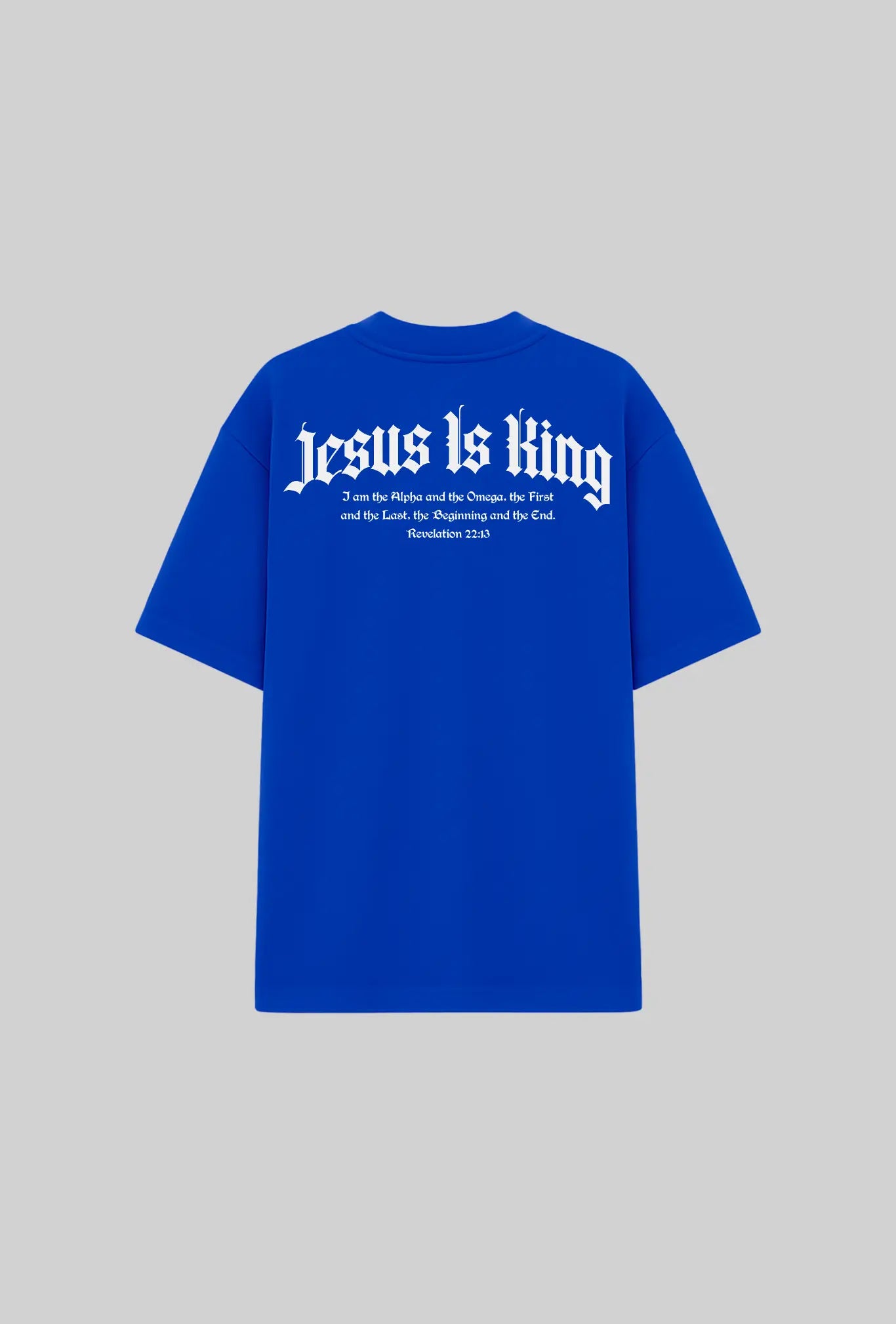 Camiseta oversized azul Jesus Is King – costas