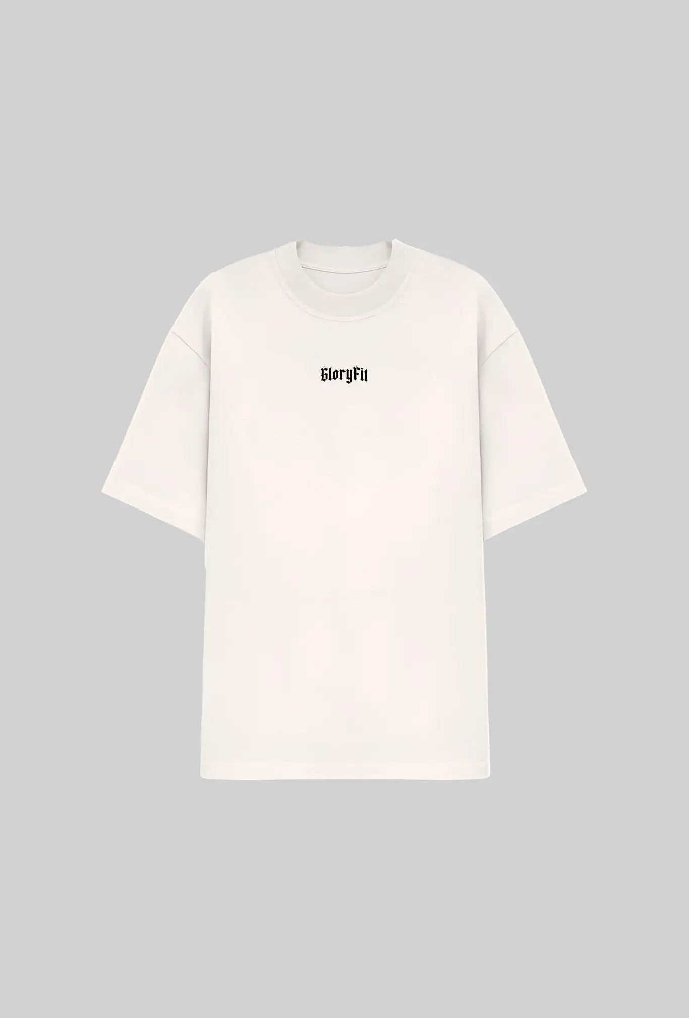 Camiseta oversized Philippians GLORYFIT off white vista frontal com fundo cinza