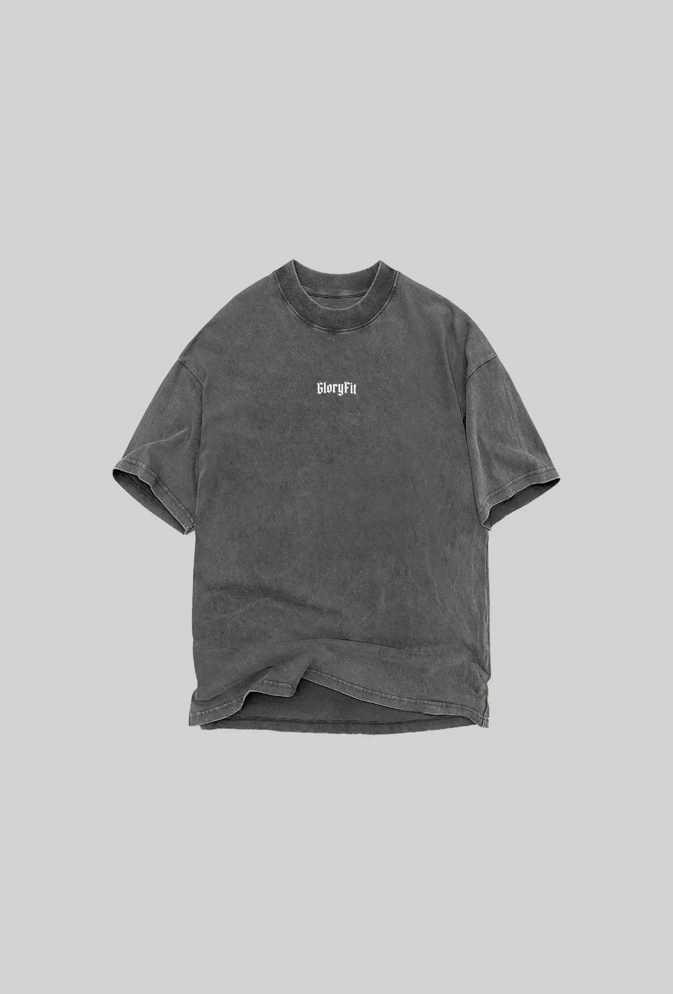 Mockup da camiseta estonada Oversized Premium Jesus Is King cor chumbo vista de frente