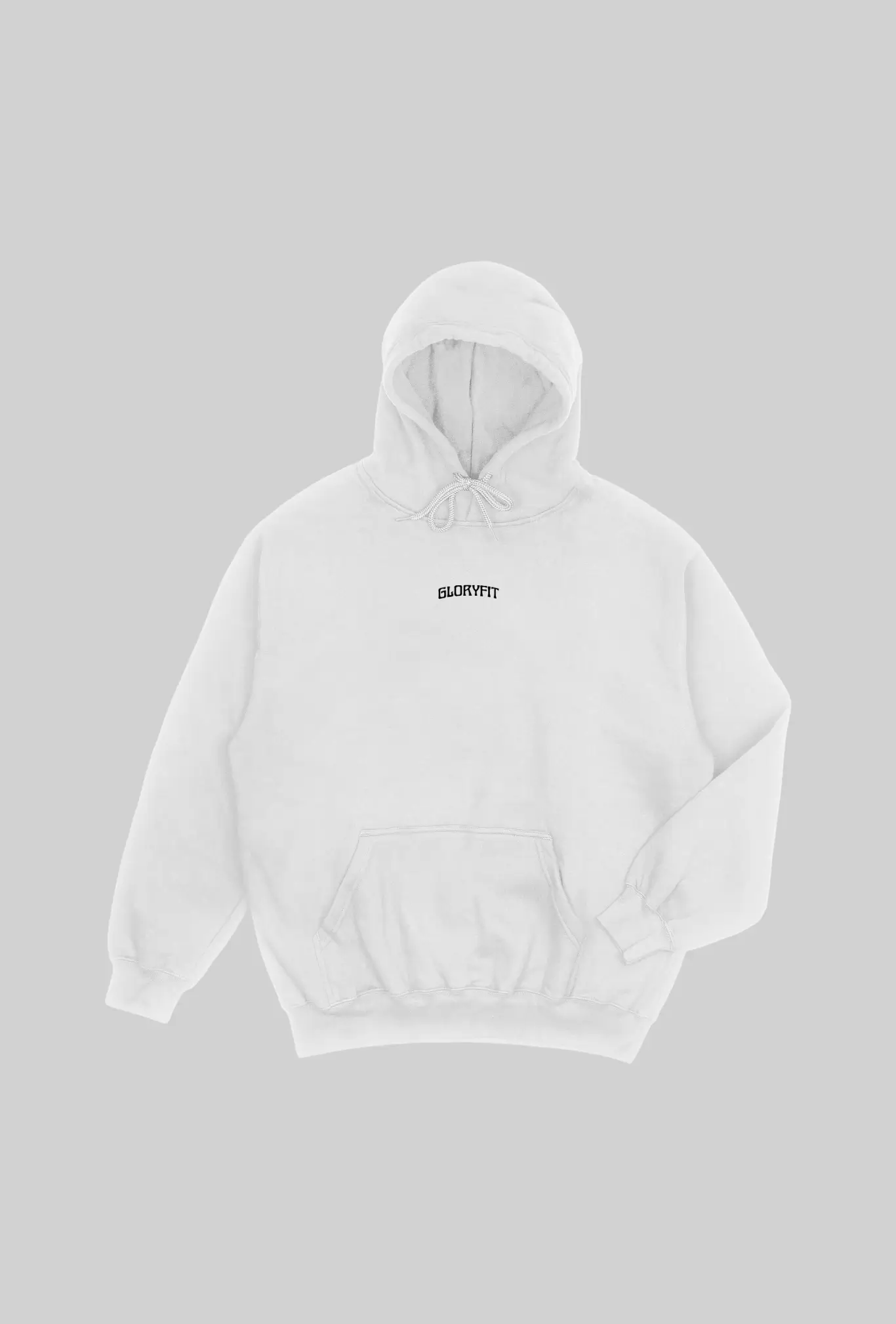 Mockup do moletom branco Eternal King GLORYFIT visto de frente