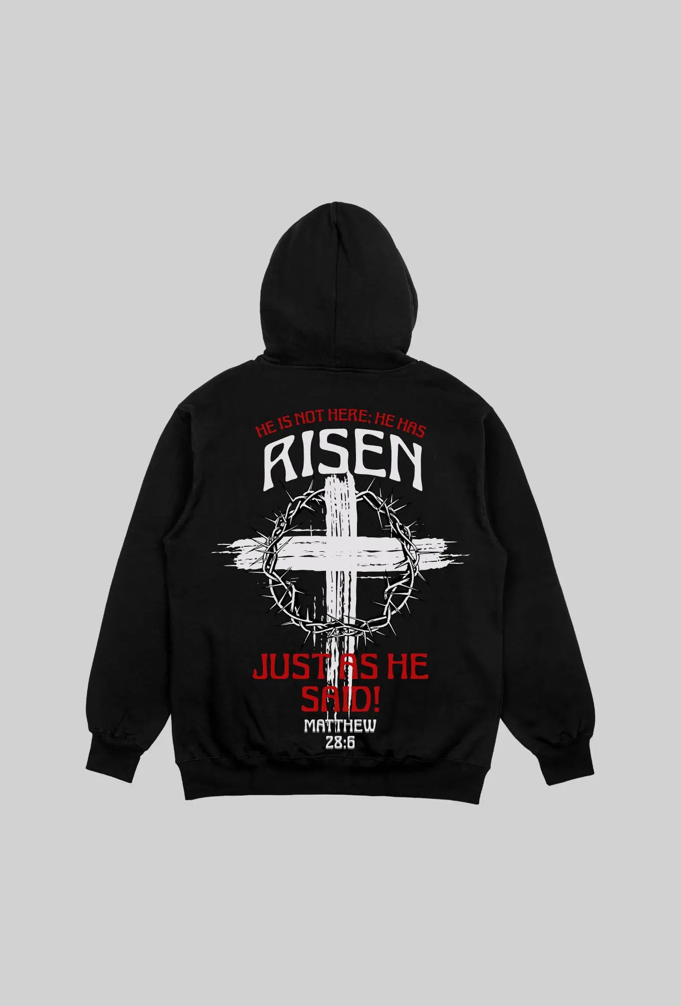 Mockup do moletom preto GLORYFIT Risen visto pelas costas
