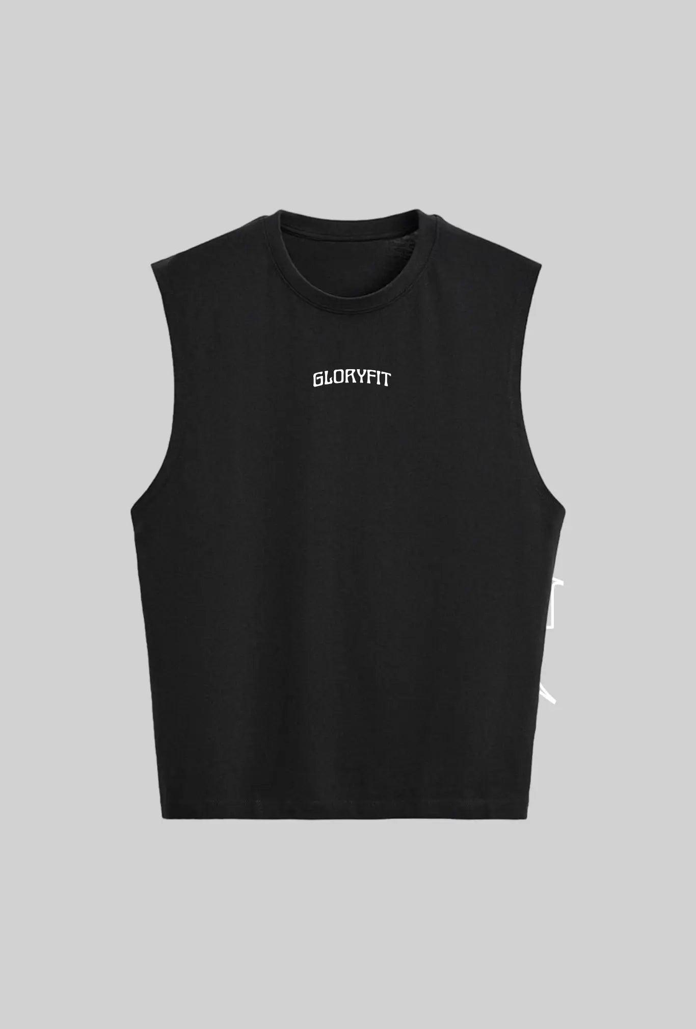 Mockup da Regata Machão Risen preta GLORYFIT vista de frente