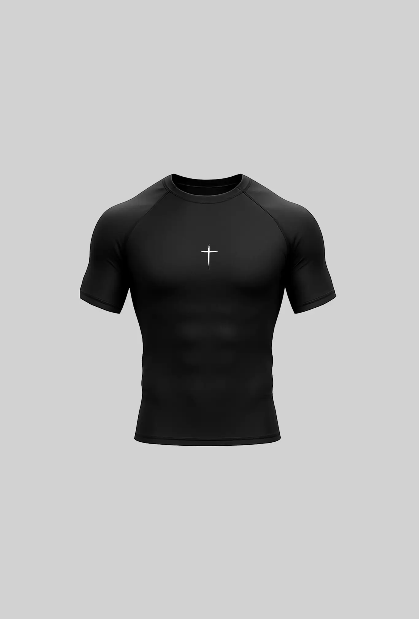 Camiseta de compressão GLORYFIT modelo Cross vista frontal no mockup
