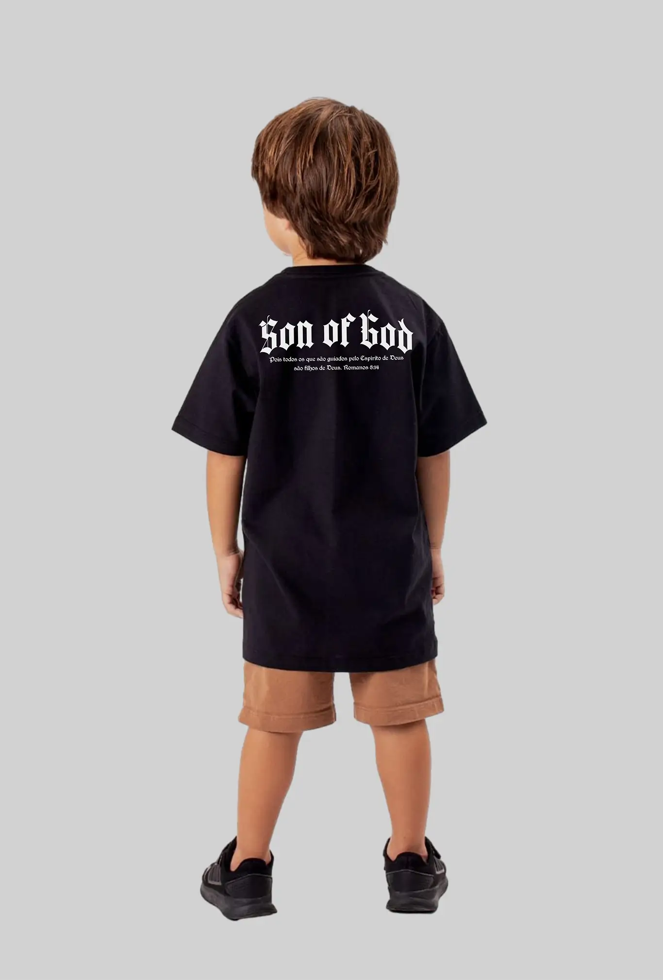 Camiseta infantil Son of God preta vista pelas costas