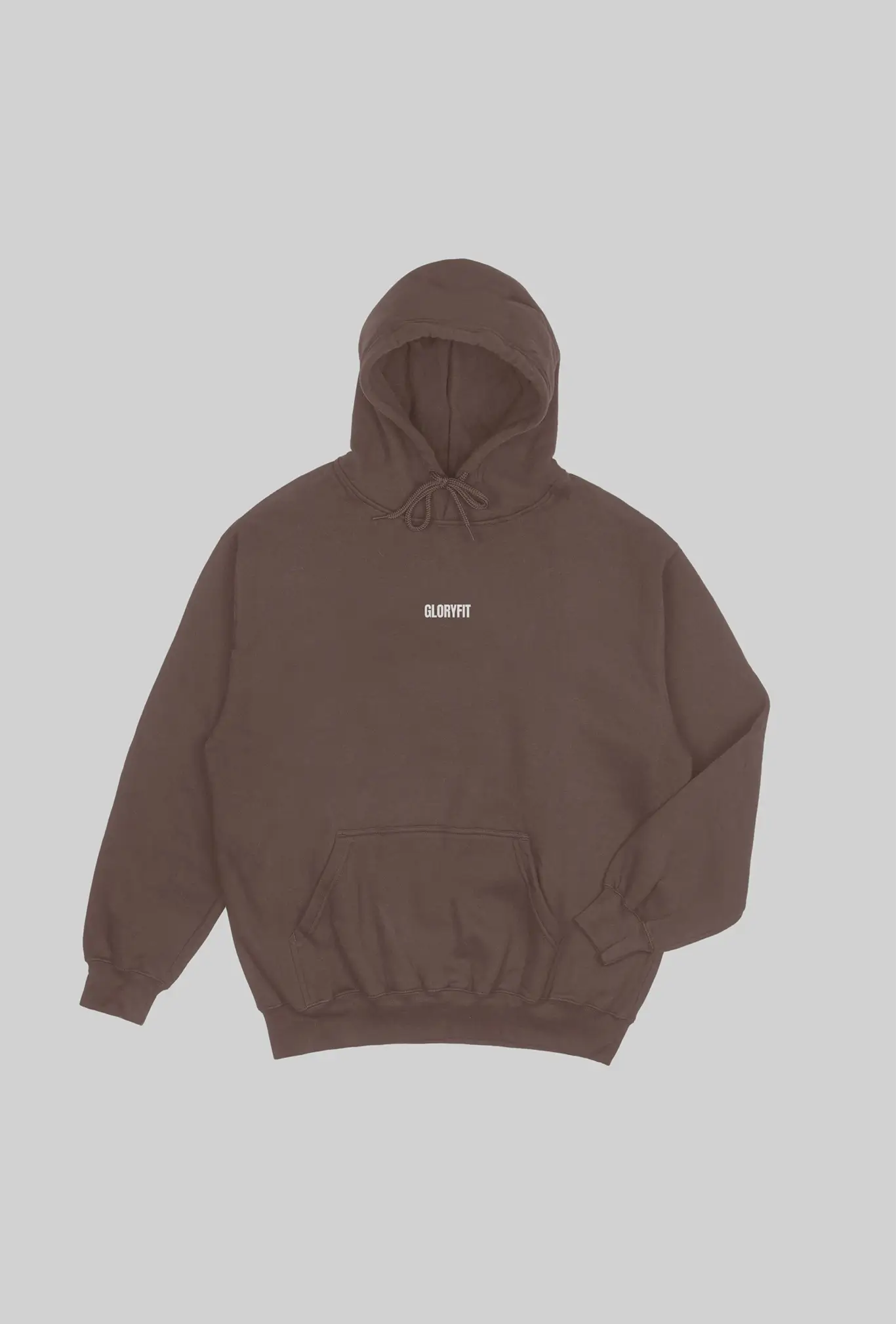 Mockup do moletom marrom In God We Trust GLORYFIT visto de frente