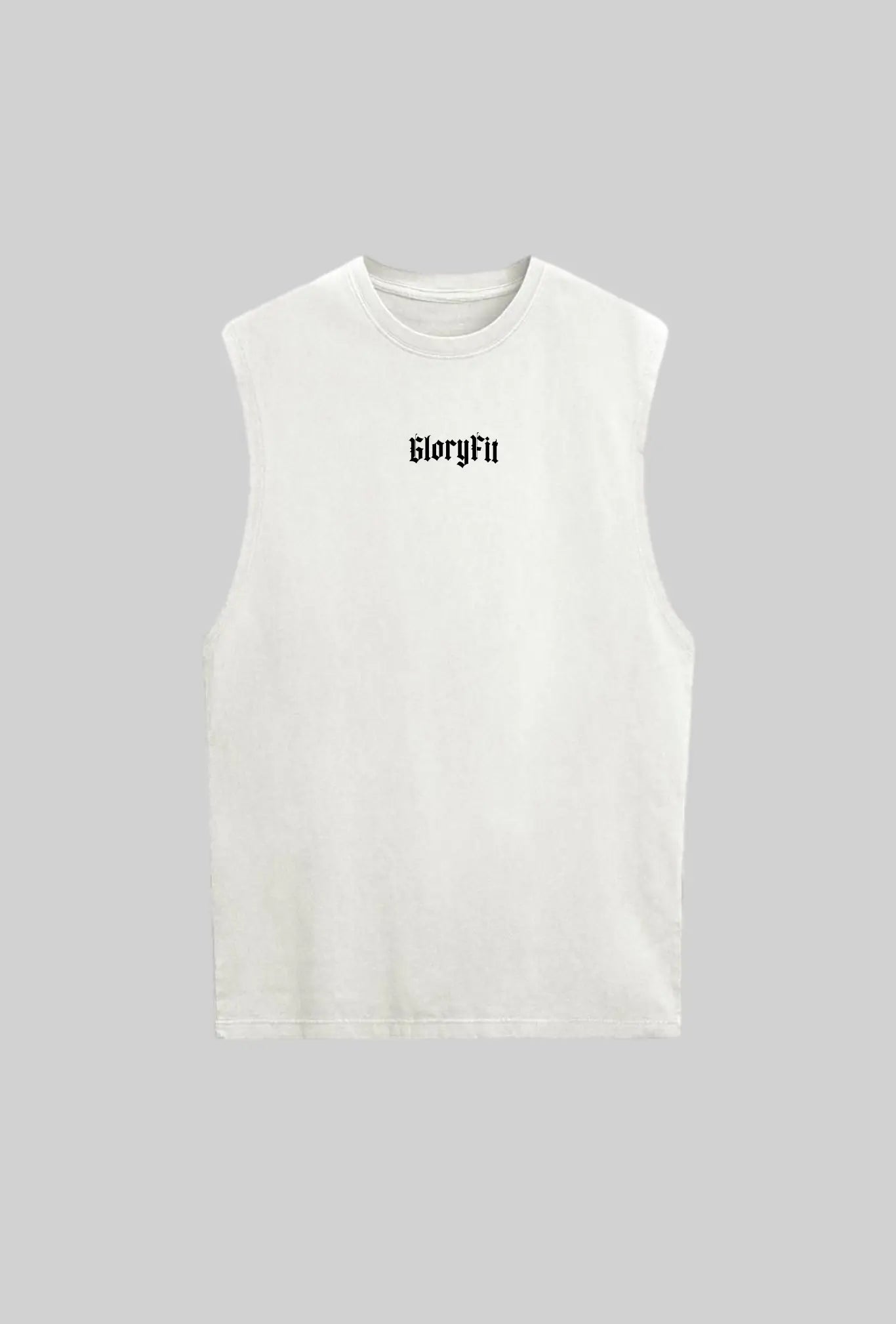 Mockup da Regata Machão Jesus Is King off white GLORYFIT vista de frente