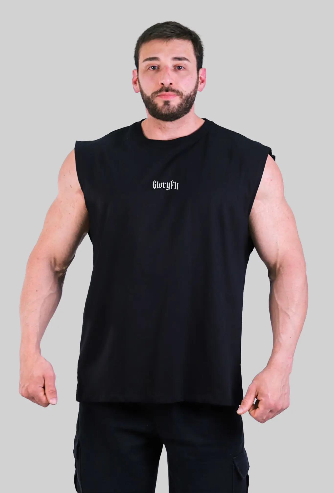 Regata Machão Soldier of God GLORYFIT preta vista de frente