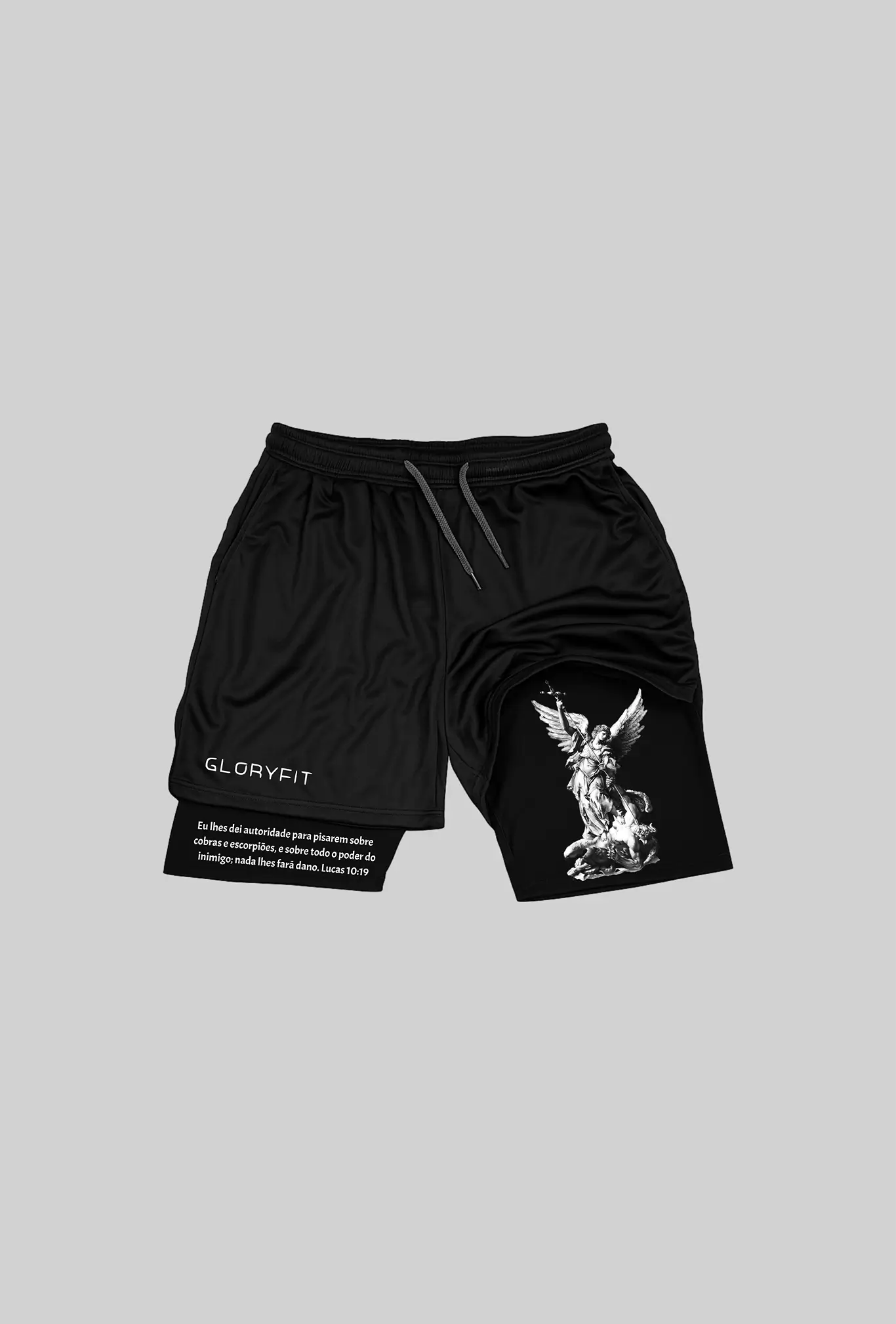 Shorts 2 em 1 GLORYFIT Archangel vista frontal no mockup